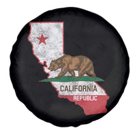 California Republic Cali Map Flag Distressed Style Spare Tire Cover