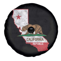 California Republic Cali Map Flag Distressed Style Spare Tire Cover