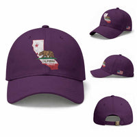 California Republic Cali Map Flag Distressed Style Baseball Cap