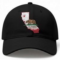 California Republic Cali Map Flag Distressed Style Baseball Cap