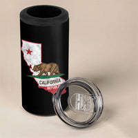California Republic Cali Map Flag Distressed Style 4 in 1 Can Cooler Tumbler