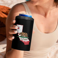 California Republic Cali Map Flag Distressed Style 4 in 1 Can Cooler Tumbler