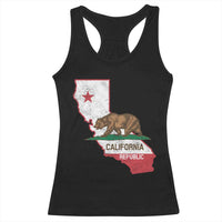 California Republic Cali Map Flag Distressed Style Racerback Tank Top