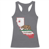 California Republic Cali Map Flag Distressed Style Racerback Tank Top