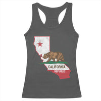 California Republic Cali Map Flag Distressed Style Racerback Tank Top