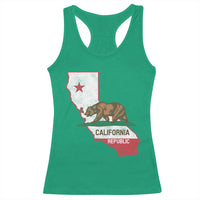 California Republic Cali Map Flag Distressed Style Racerback Tank Top