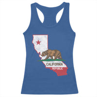 California Republic Cali Map Flag Distressed Style Racerback Tank Top