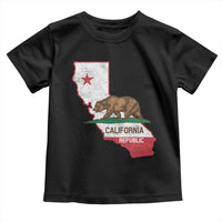 California Republic Cali Map Flag Distressed Style Toddler T Shirt