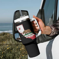 California Republic Cali Map Flag Distressed Style Tumbler With Handle