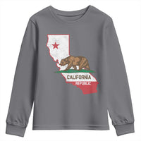 California Republic Cali Map Flag Distressed Style Youth Sweatshirt