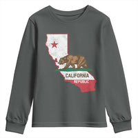 California Republic Cali Map Flag Distressed Style Youth Sweatshirt