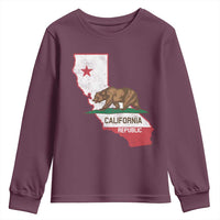 California Republic Cali Map Flag Distressed Style Youth Sweatshirt