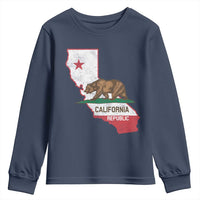 California Republic Cali Map Flag Distressed Style Youth Sweatshirt