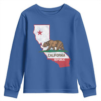 California Republic Cali Map Flag Distressed Style Youth Sweatshirt