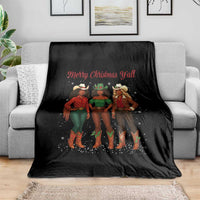 Black African American Cowgirl Christmas Throw Blanket Retro Western Howdy - Wonder Print Shop