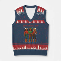 Black African American Cowgirl Xmas V-Neck Knit Sweater Vest Retro Western Howdy - Wonder Print Shop