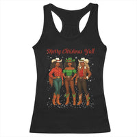 Black African American Cowgirl Christmas Racerback Tank Top Retro Western Howdy - Wonder Print Shop