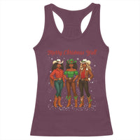 Black African American Cowgirl Christmas Racerback Tank Top Retro Western Howdy - Wonder Print Shop
