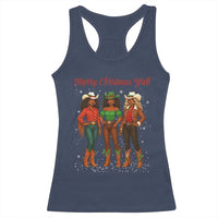 Black African American Cowgirl Christmas Racerback Tank Top Retro Western Howdy - Wonder Print Shop