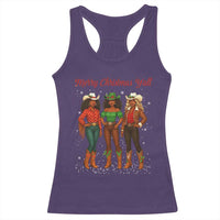 Black African American Cowgirl Christmas Racerback Tank Top Retro Western Howdy - Wonder Print Shop