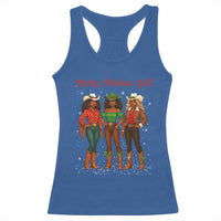 Black African American Cowgirl Christmas Racerback Tank Top Retro Western Howdy - Wonder Print Shop