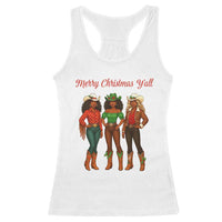 Black African American Cowgirl Christmas Racerback Tank Top Retro Western Howdy - Wonder Print Shop