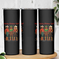 Black African American Cowgirl Christmas Skinny Tumbler Retro Western Howdy - Wonder Print Shop