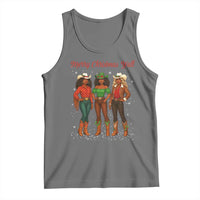 Black African American Cowgirl Christmas Tank Top Retro Western Howdy - Wonder Print Shop