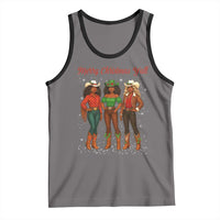 Black African American Cowgirl Christmas Tank Top Retro Western Howdy - Wonder Print Shop