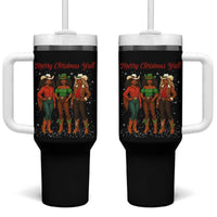 Black African American Cowgirl Christmas Tumbler With Handle Retro Western Howdy - Wonder Print Shop