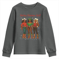 Black African American Cowgirl Christmas Youth Sweatshirt Retro Western Howdy - Wonder Print Shop