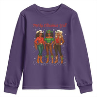 Black African American Cowgirl Christmas Youth Sweatshirt Retro Western Howdy - Wonder Print Shop
