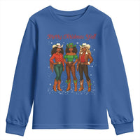 Black African American Cowgirl Christmas Youth Sweatshirt Retro Western Howdy - Wonder Print Shop