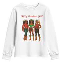 Black African American Cowgirl Christmas Youth Sweatshirt Retro Western Howdy - Wonder Print Shop