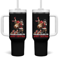Cowboy Santa Christmas Tumbler With Handle Funny Western Xmas - Wonder Print Shop