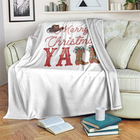 Western Cowboy Howdy Throw Blanket Merry Christmas Yall Cowgirl Boots Hat - Wonder Print Shop
