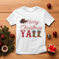 Western Cowboy Howdy T Shirt Merry Christmas Yall Cowgirl Boots Hat - Wonder Print Shop