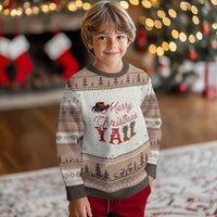 Western Cowboy Howdy Ugly Christmas Sweater Merry Xmas Yall Cowgirl Boots Hat - Wonder Print Shop