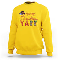 Western Cowboy Howdy Sweatshirt Merry Christmas Yall Cowgirl Boots Hat - Wonder Print Shop