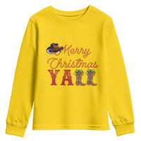 Western Cowboy Howdy Youth Sweatshirt Merry Christmas Yall Cowgirl Boots Hat - Wonder Print Shop