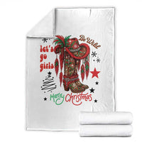 Let Us Go Girls Throw Blanket Christmas Cowgirl Boots - Wonder Print Shop