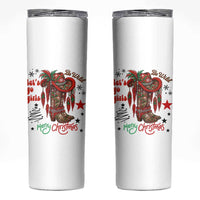 Let Us Go Girls Skinny Tumbler Christmas Cowgirl Boots - Wonder Print Shop