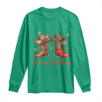 Howdy Christmas Long Sleeve Shirt Western Cowboy Boots Country - Wonder Print Shop