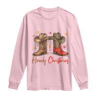 Howdy Christmas Long Sleeve Shirt Western Cowboy Boots Country - Wonder Print Shop