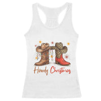 Howdy Christmas Racerback Tank Top Western Cowboy Boots Country - Wonder Print Shop