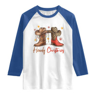 Howdy Christmas Raglan Shirt Western Cowboy Boots Country - Wonder Print Shop