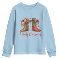 Howdy Christmas Youth Sweatshirt Western Cowboy Boots Country - Wonder Print Shop