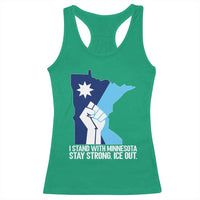 I Stand With Minnesota Racerback Tank Top Minnesota Flag Anti ICE Immigration Protest Resist