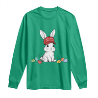 Funny Easter Bunny Wearing Hat American Long Sleeve Shirt