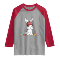 Funny Easter Bunny Wearing Hat American Raglan Shirt
